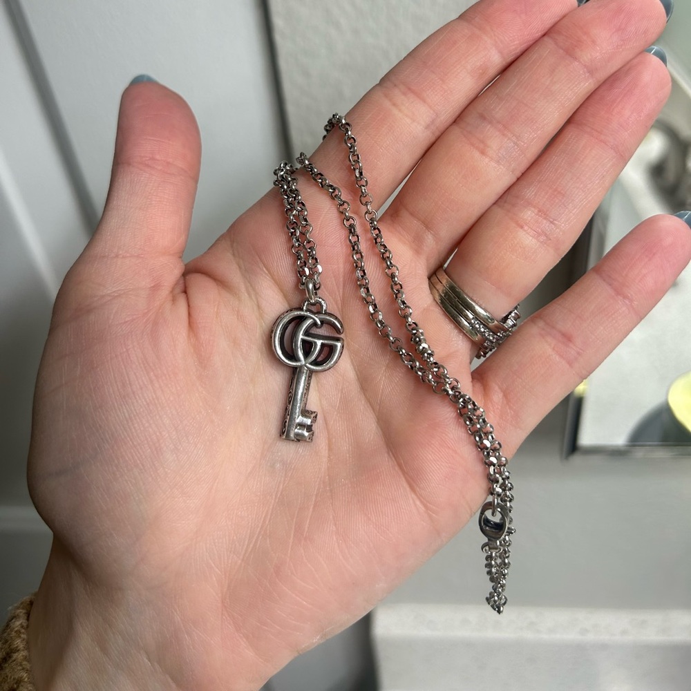 Authentic Gucci GG Marmont key pendant necklace